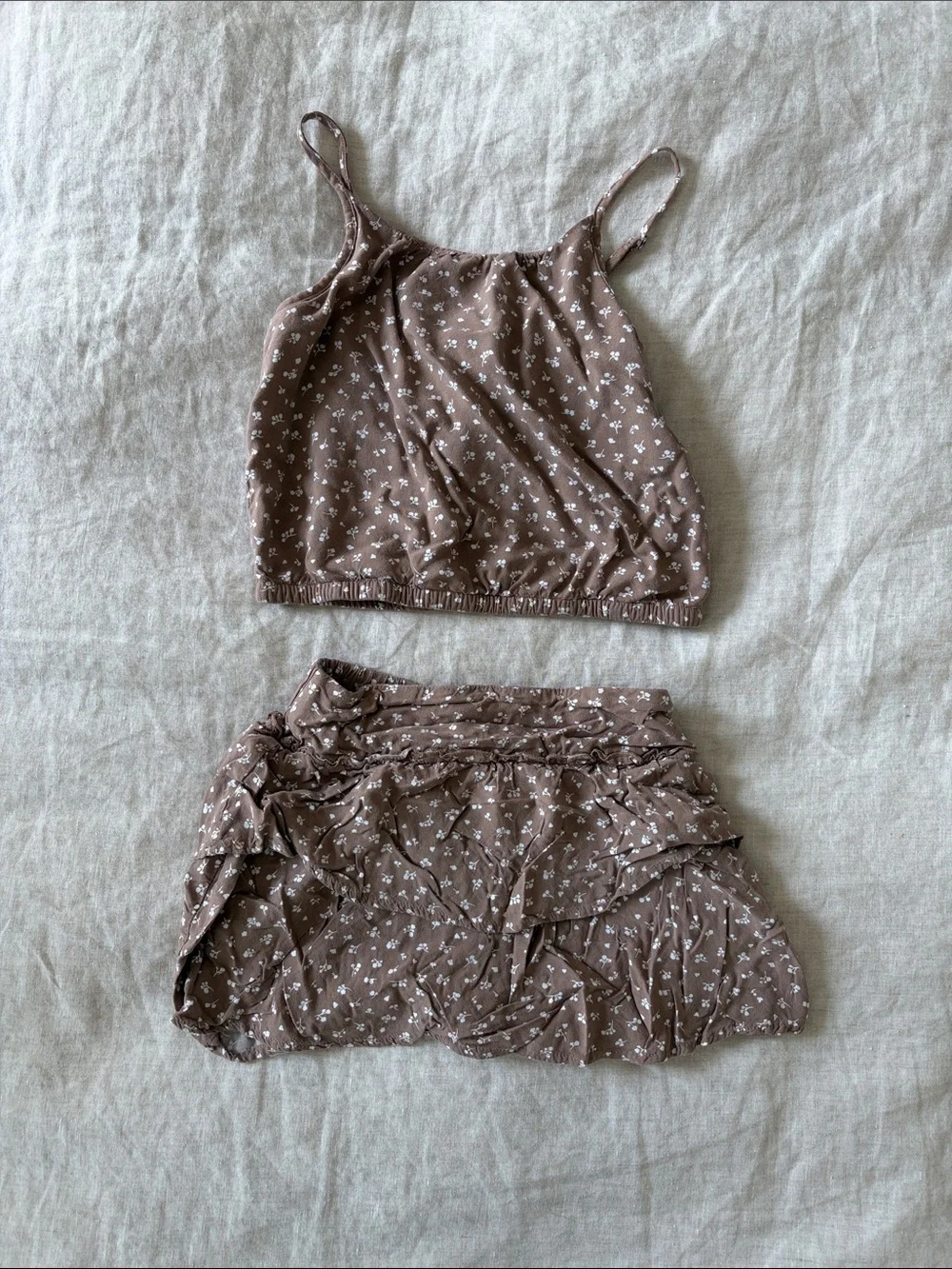 abercrombie kids brown floral two-piece set